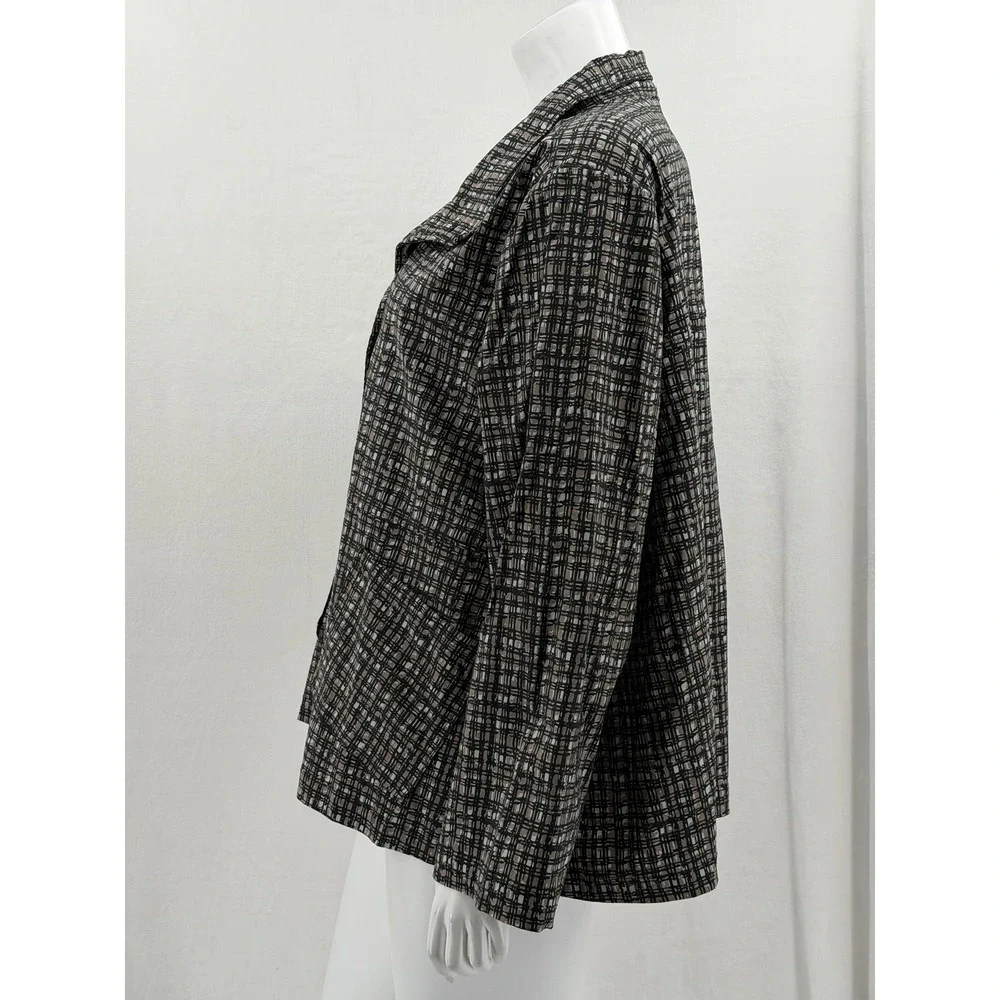 Habitat Jacket Womens XXL Black Abstract Check Lagenlook Artsy Stretch Relaxed